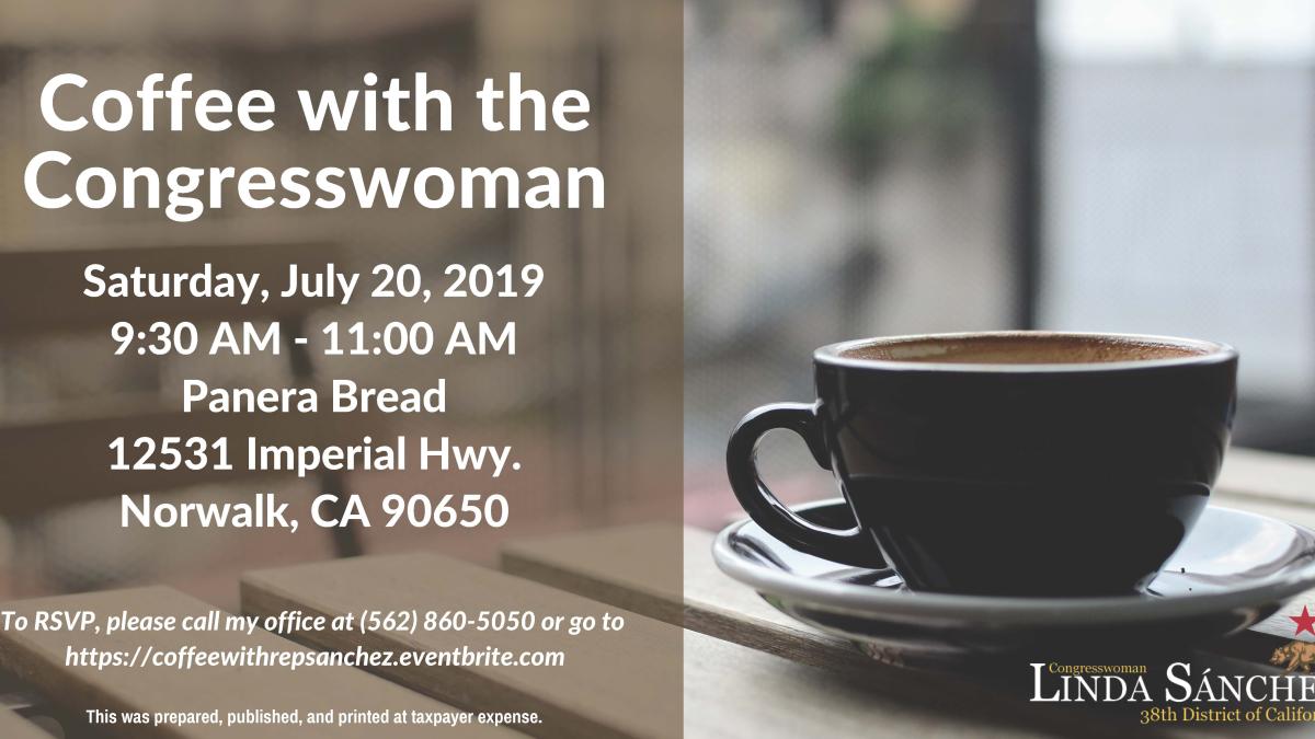 Join Congresswoman Sanchez for coffee in Norwalk