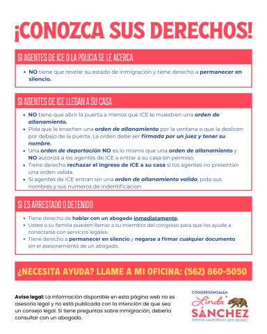 Know Your Rights Flyer Spanish